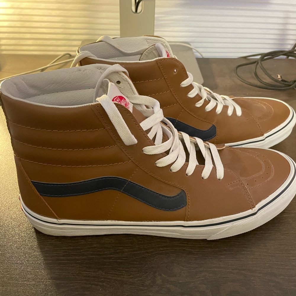 Custom Vans High Tops size 10.5 brown leather